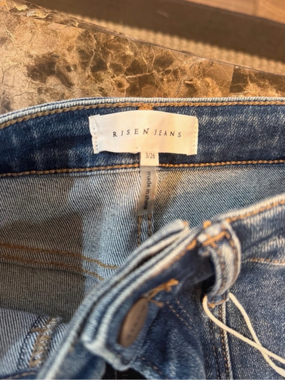 High-Rise Straight Jeans in Blue with Panel Seam Detail - Picture 2 of 2